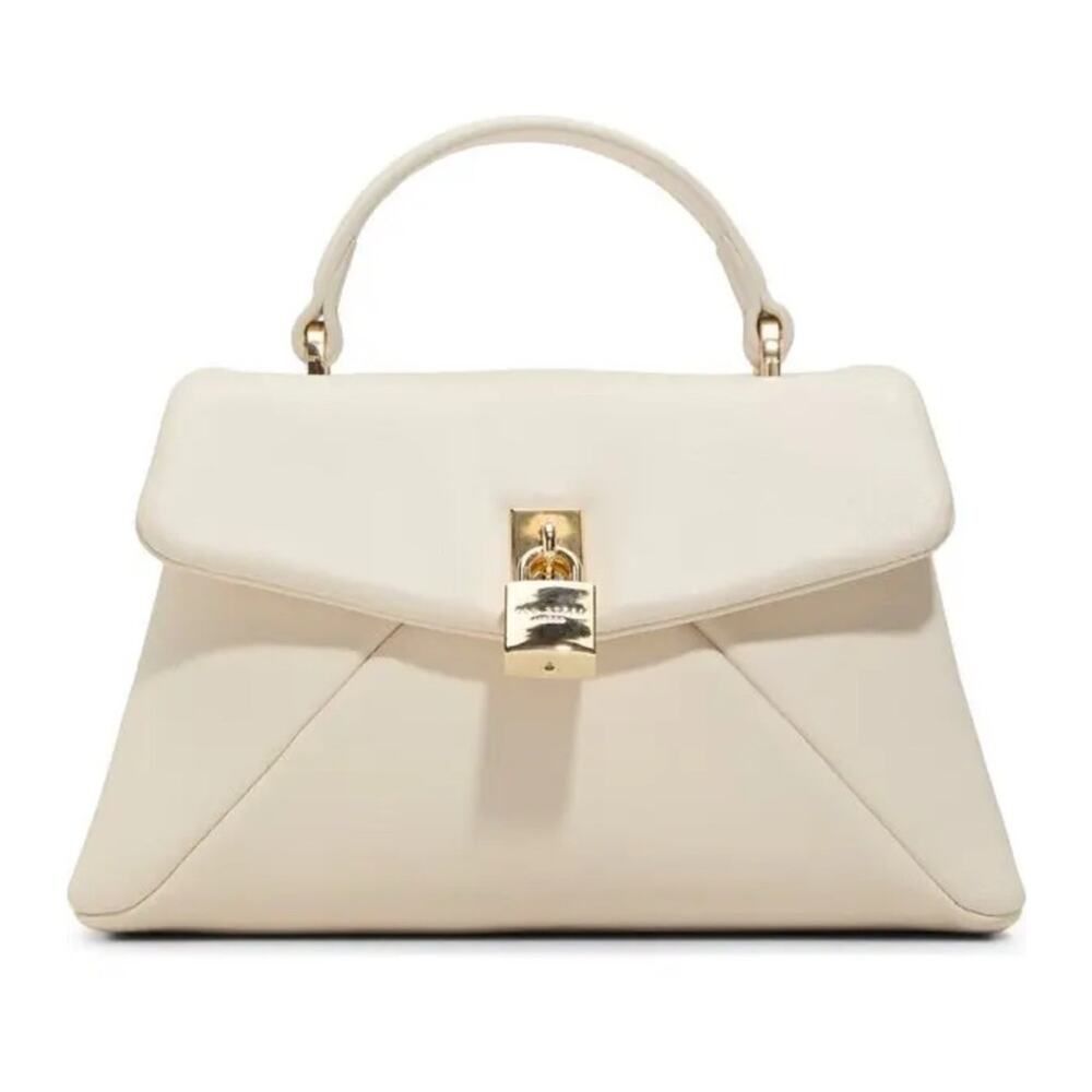 Ted Baker NEW small Elegant Cream Handbag leather Gold Hardware chain Top Handle